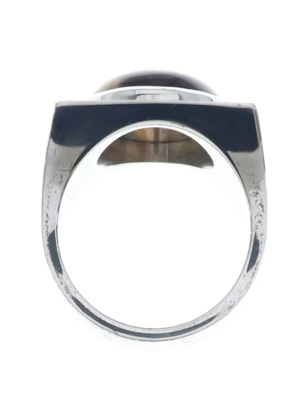 Louis Vuitton Chevalier Tiger's Eye Ring Silver Brown